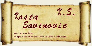 Kosta Savinović vizit kartica